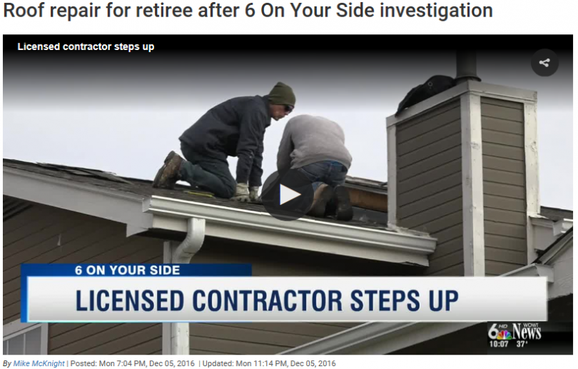 Roof repair for retiree after 6 On Your Side investigation